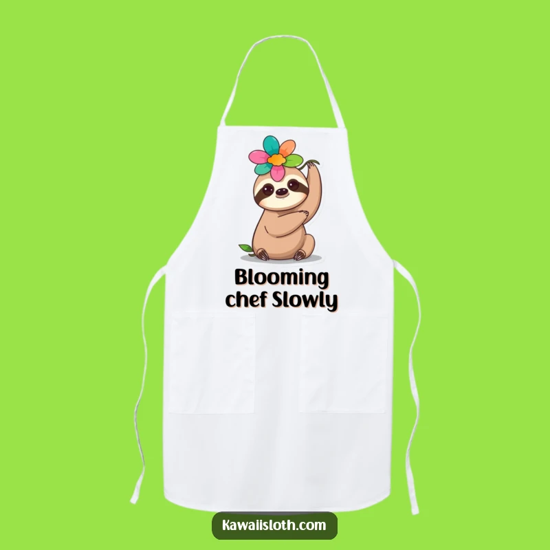 Funny Flower Sloth Apron - Kitchen Elegance & Humor, Adorable Funny Gift!