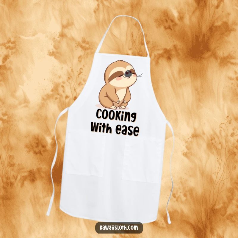 Funny apron showing a peaceful sloth enjoying a gentle breeze, perfect for kitchen tasks with a serene touch.