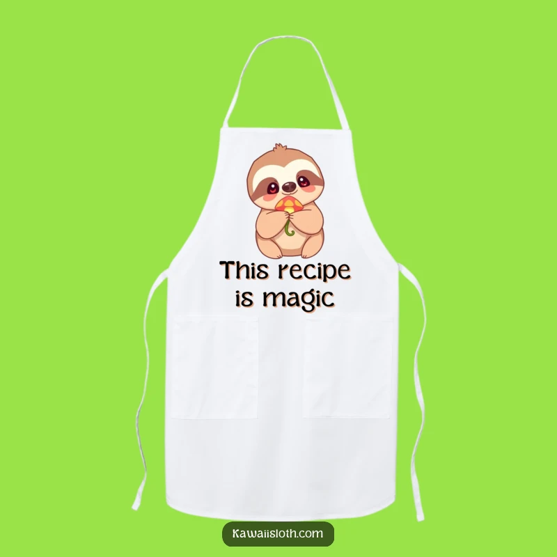Funny Sloth Apron: Cook With Magical Mushroom Humor!