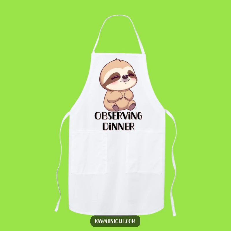 Funny Sloth Blinking Apron - Kitchen Cartoon Peaceful Chef Gift
