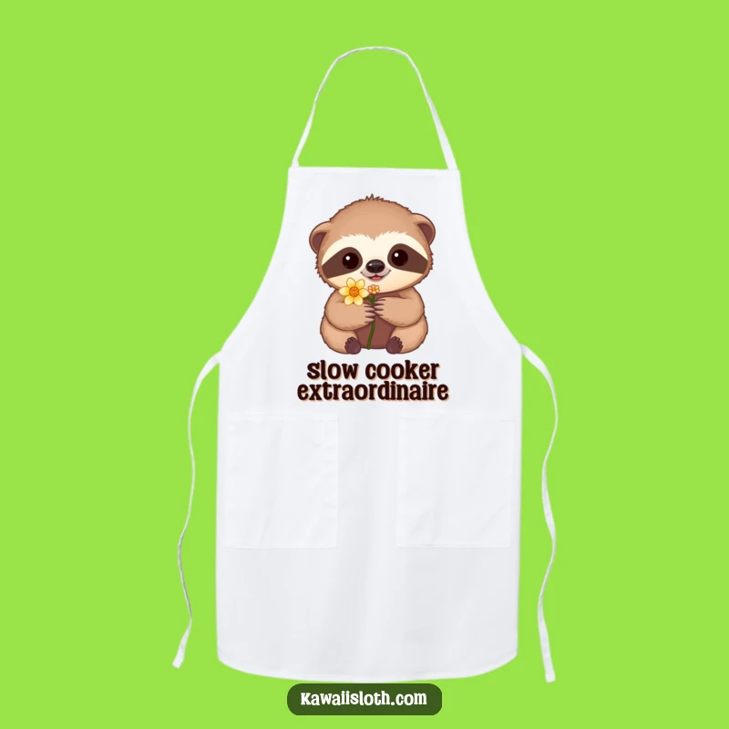 Funny Sloth Flower Apron: Cook with Care and Funny Charm