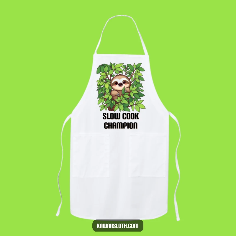 Funny Sloth Foliage Apron, Cook with Calmness - A Hilarious Gift!