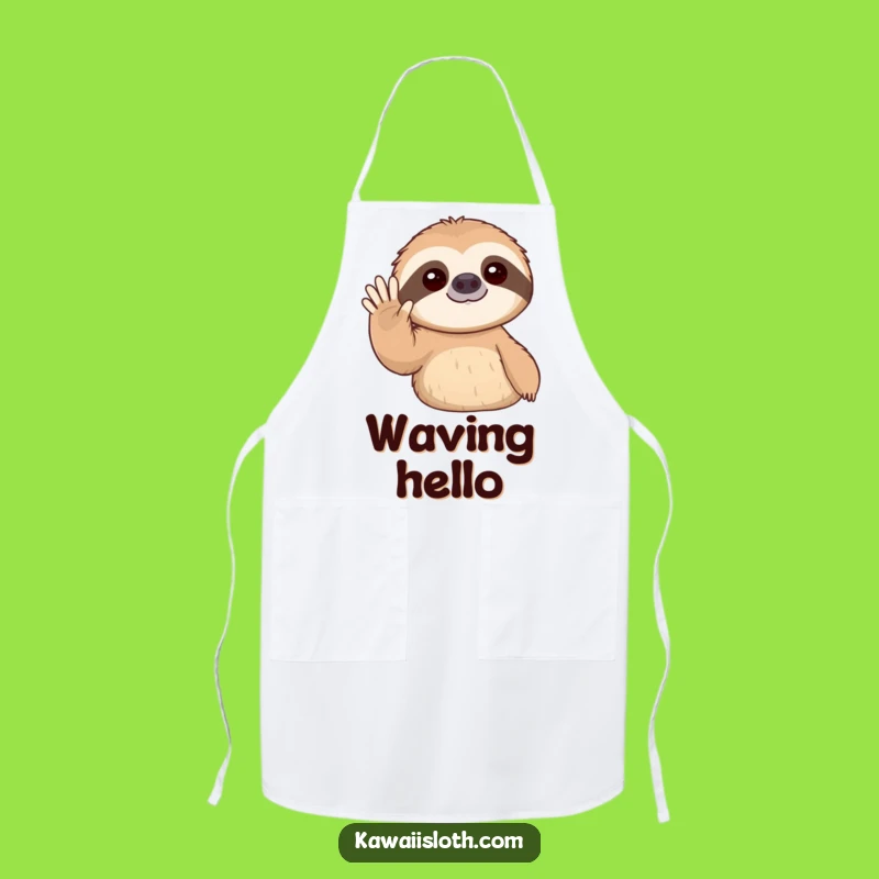 Funny Sloth Gentle Wave Apron: Cook with a Friendly Greeting!