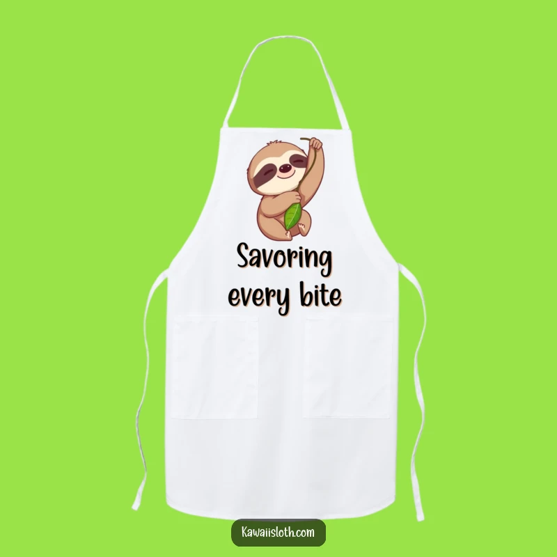 Funny Sloth Leaf Reach Apron: Cook with Slow-Motion Smiles!