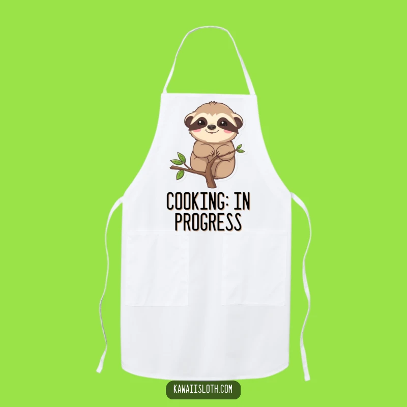Funny Sloth Stuck Apron - Kitchen Cartoon Slow Animal Humor Chef