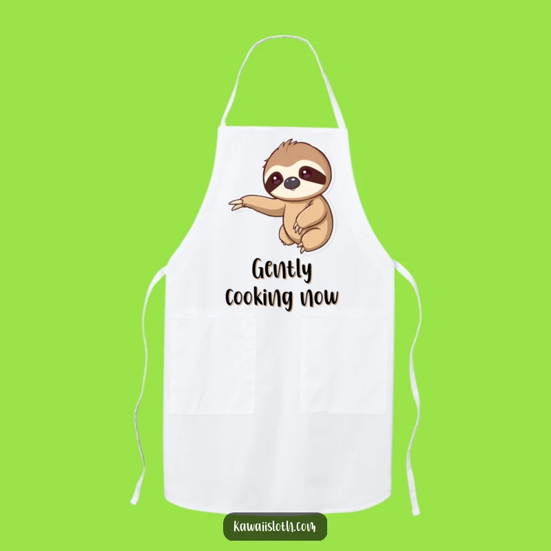 Kawaii Sloth Gentle Reach Apron: Cook with Slow and Steady Charm!