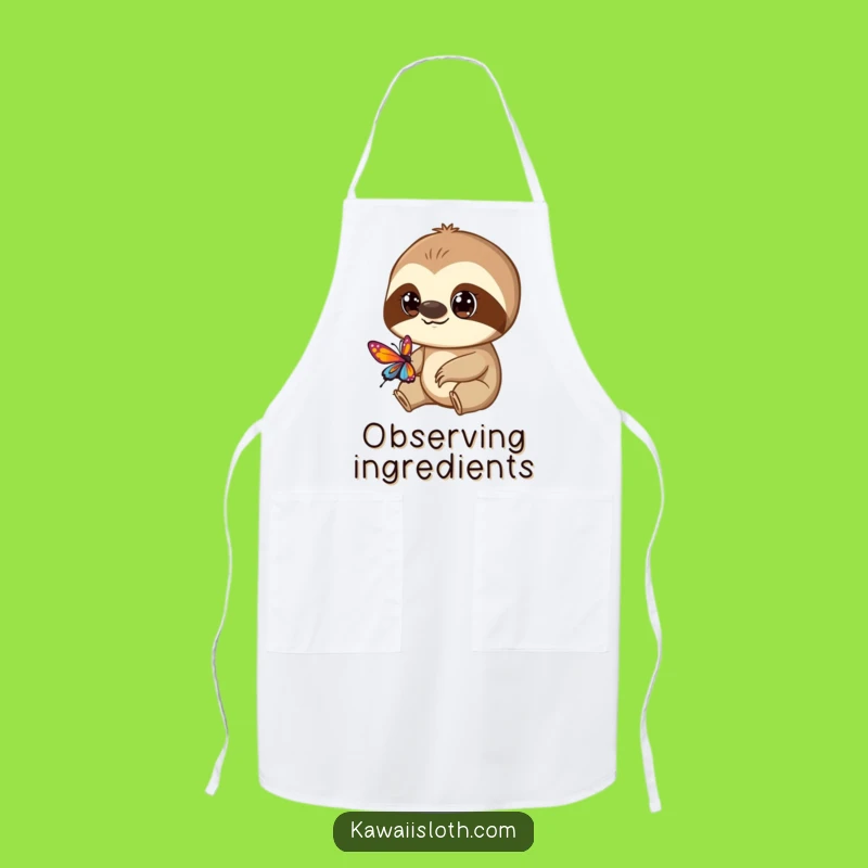 Funny Sloth Butterfly Watcher Apron: Cook with Curious Delight!