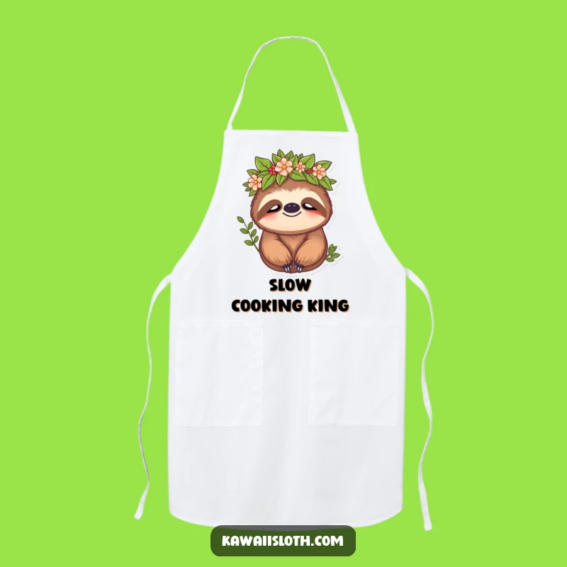 Funny Sloth Crown Apron: Hilarious Kitchen Wear for Nature Lovers, Cooking with Calm