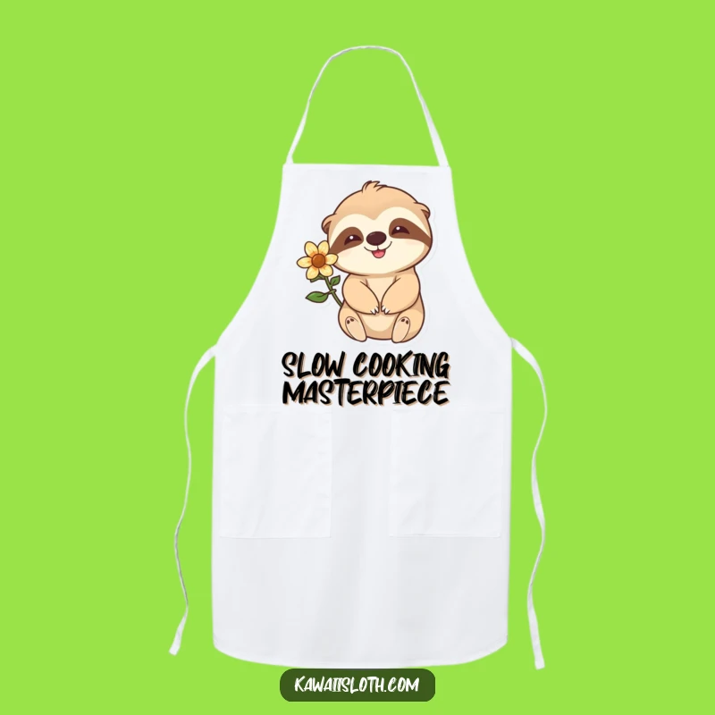 Funny Sloth Apron - Chef's Happy Flower Ear Sloth Wear for Slow Cooking