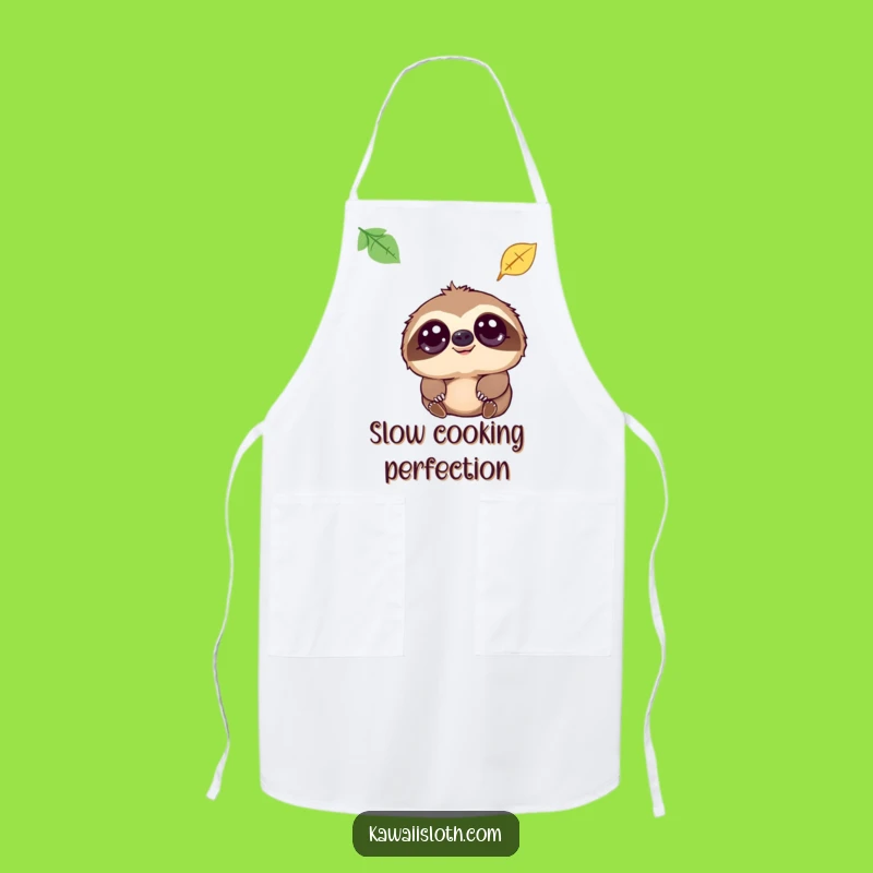 Funny Sloth Gentle Eyes Leaf Fall Apron, Humorous Kitchen Gift for Slow Cooks