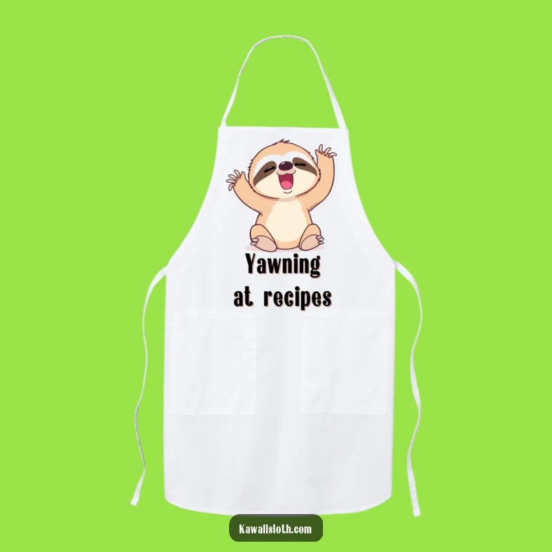 Funny Sloth Yawn Apron - Kitchen Cartoon Effortful Chef Gift