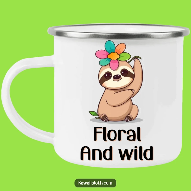 Funny Flower Sloth Camping Mug - Serene Head Balance, Great Funny Gift!