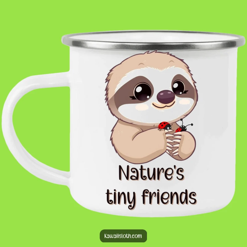 Funny Innocent Sloth Camping Mug - Ladybug Paw Observer Outdoor Gift
