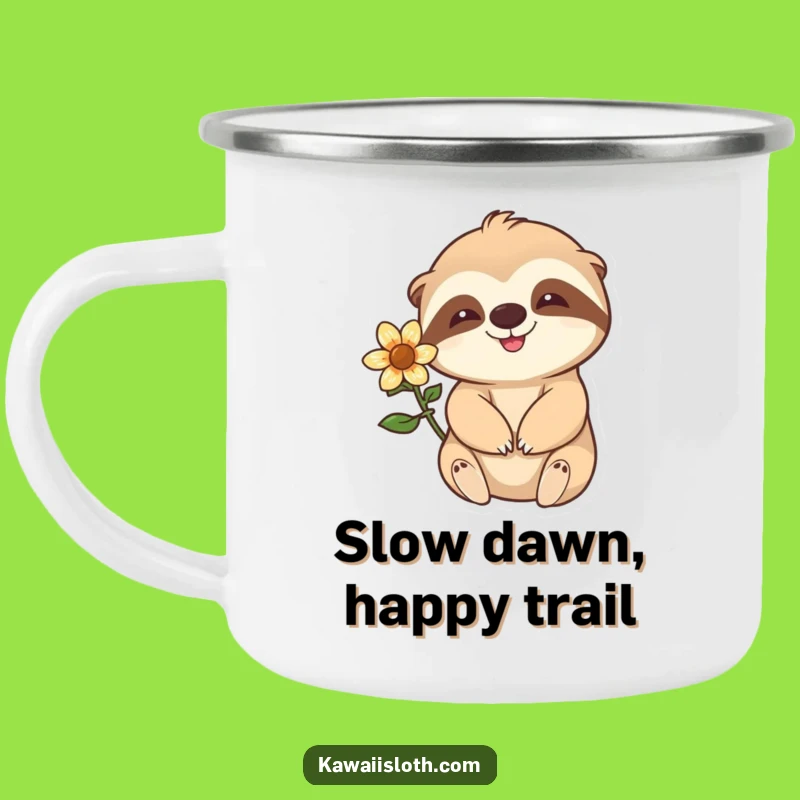 Funny Sloth Camping Mug - Happy Flower Ear Sloth for Relaxed Outdoors