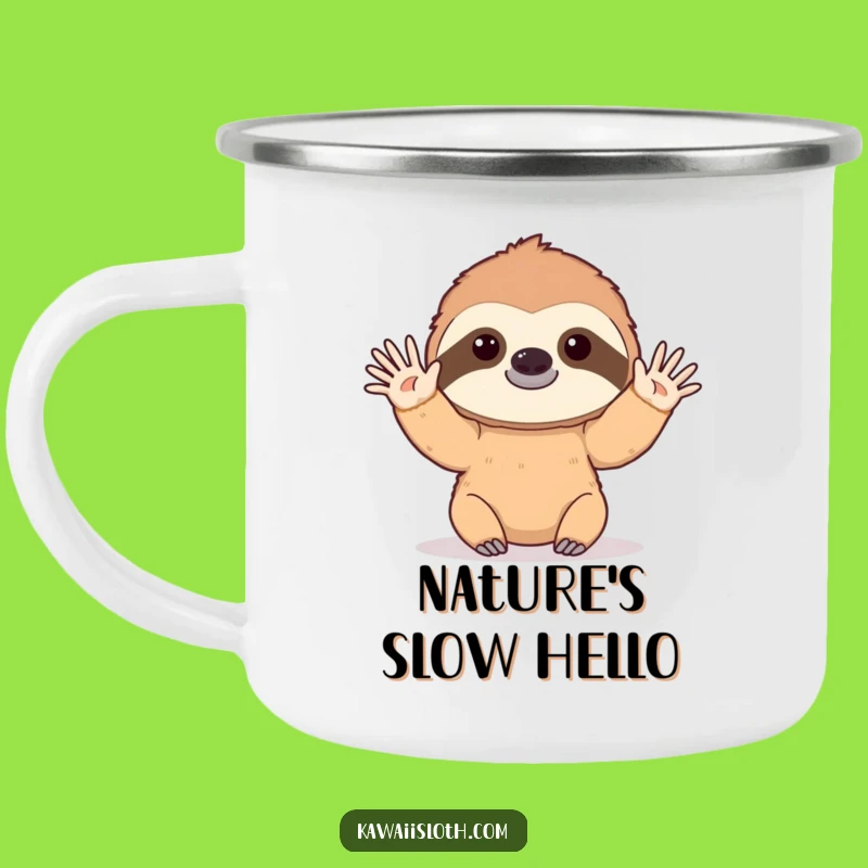 Funny Sloth Camping Mug: Slow Hello, Big Smiles, Perfect Outdoor Gift