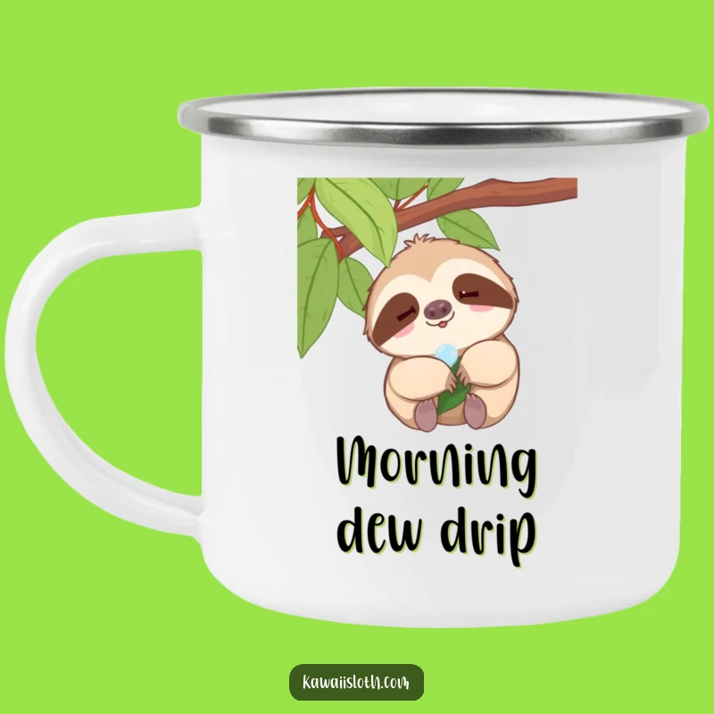 Funny Sloth Dewdrop Camping Mug - Tiny Smile Outdoor Companion for Joyful Adventures