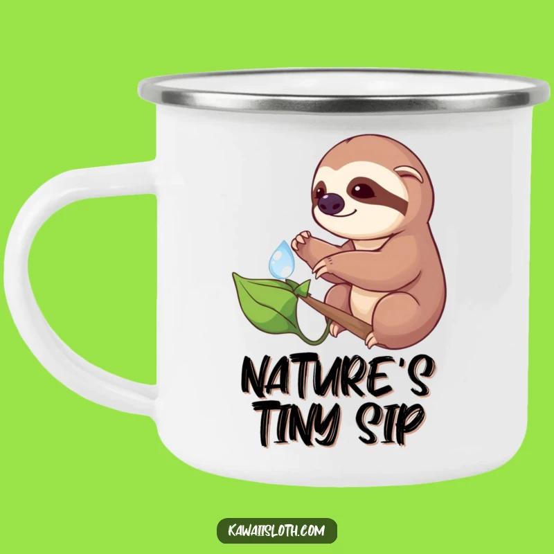 Funny Sloth Dewdrop Enamel Camping Mug: Hilarious Outdoor Gift for Nature Observers
