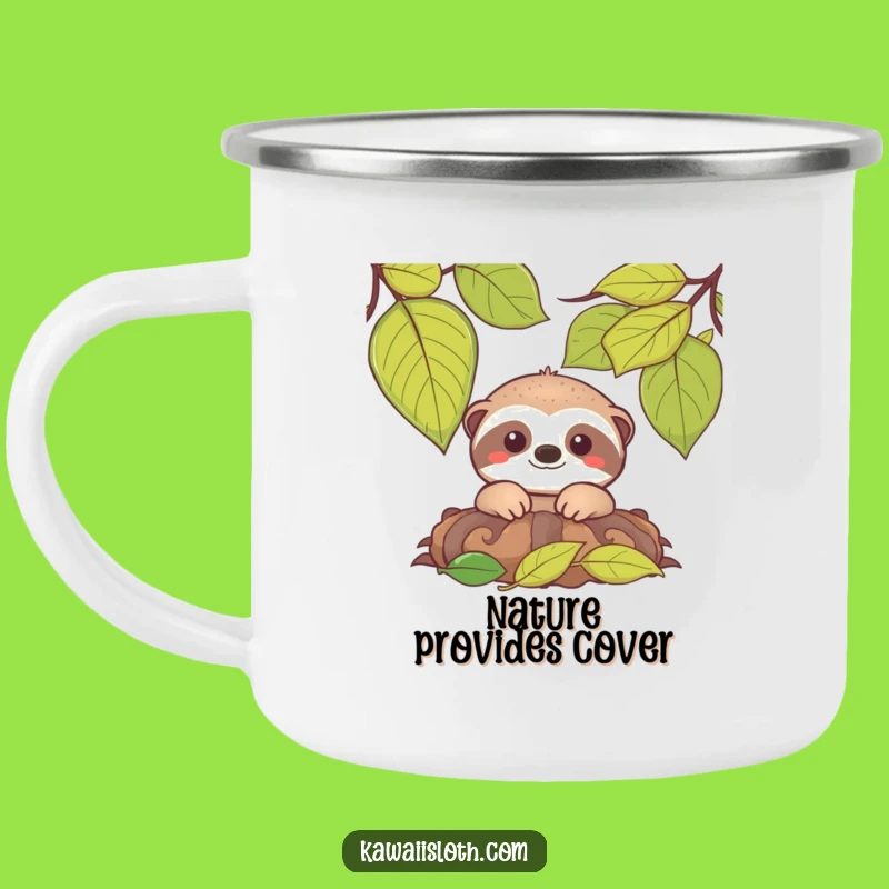 Funny Sloth Peeking Camping Mug: Humorous Gift for Outdoor Smiles