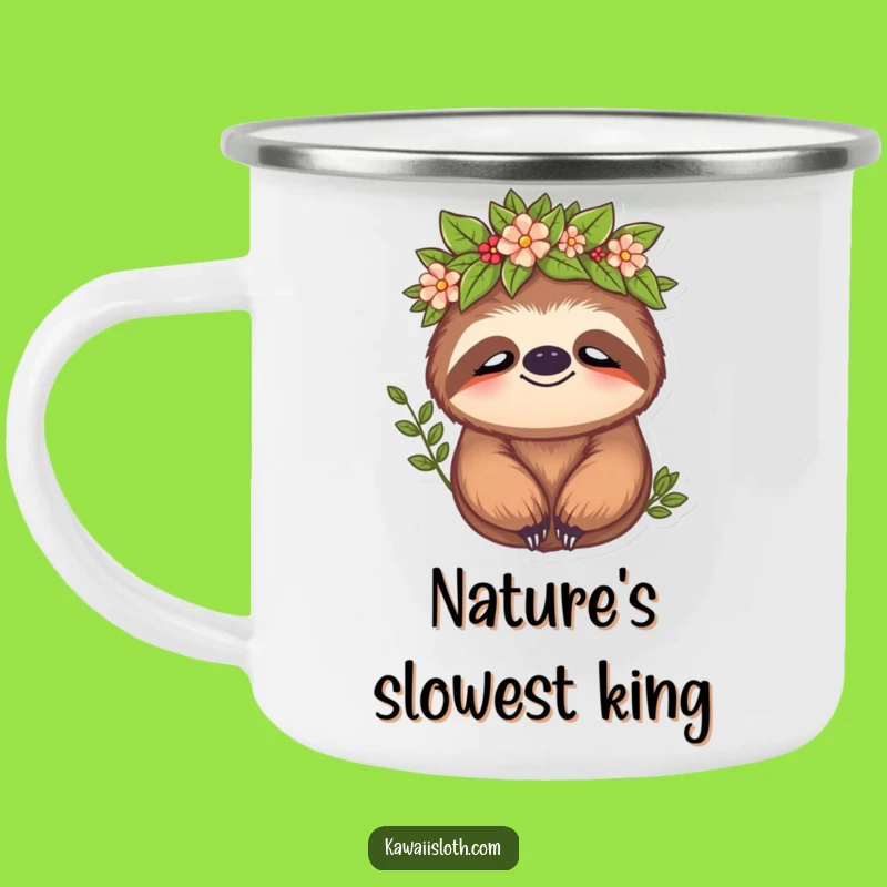 Funny Sloth Crown Camping Mug: Durable, Hilarious Gift for Outdoorsy Nature Lovers, Royal Relaxation