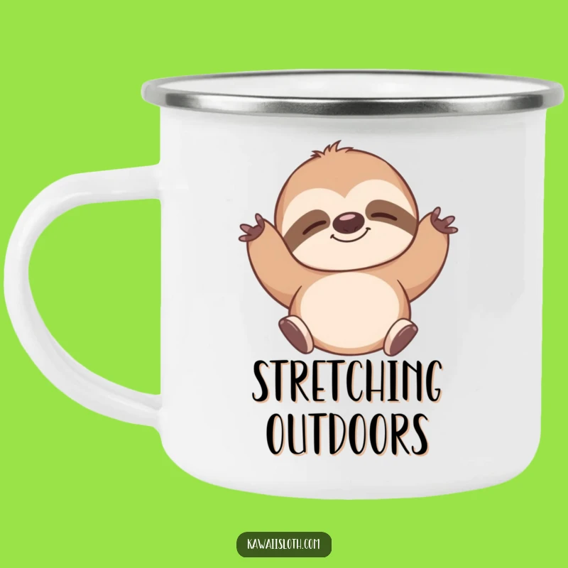 Funny Sloth Stretch Camping Mug: Outdoor Relaxation, Humorous Gift
