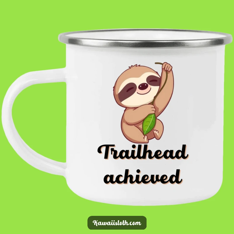Funny Sloth Leaf Reach Camping Mug: Outdoor Sips with a Slow Smile!