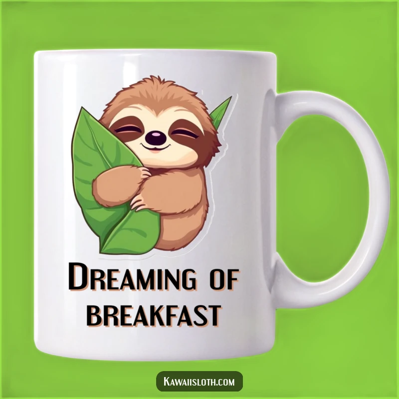 Funny Sleepy Sloth Hugging Leaf Mug - Cozy Comfort Gift