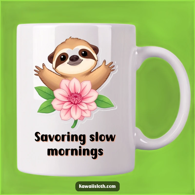 Funny Sloth Embracing Flower Mug - Relaxing Hugs and Humor Gift