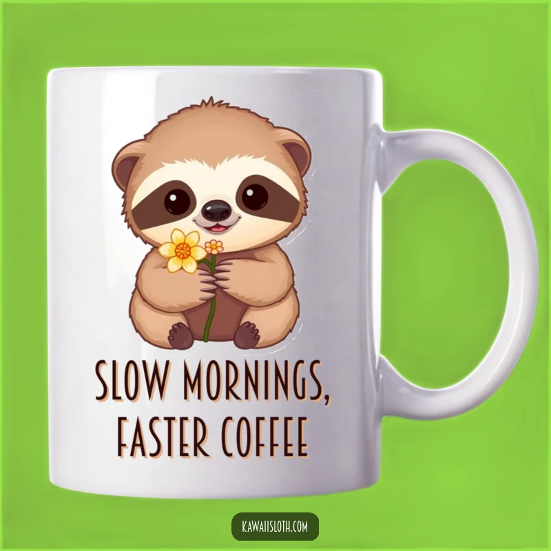 Funny Sloth Hugging Flower Mug: Adorable Funny Gift for Slow Living Lovers