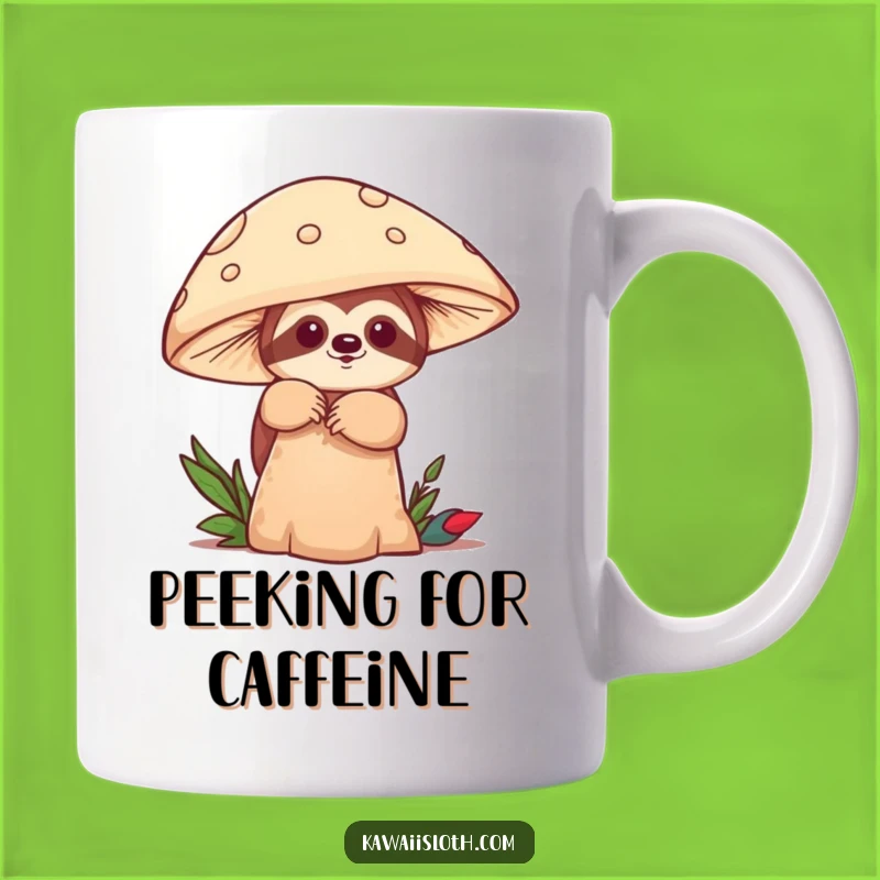 Funny Sloth Mushroom Peek Mug: Playful Animal, Perfect Humorous Gift