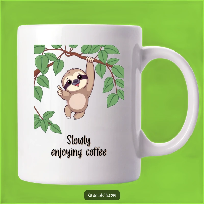 Funny Sloth Thumbs Up Mug - Positive Vibes Gift for Slow Living