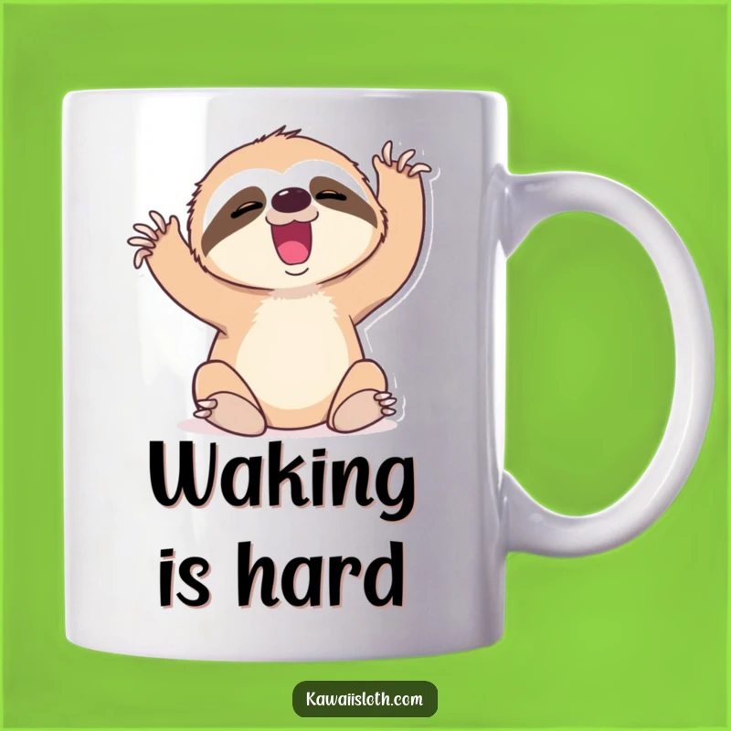 Funny Sloth Yawn Mug - Effortful Stretching Cartoon Humor Gift
