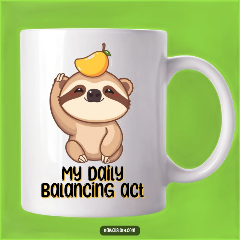 Funny Sloth Balancing Fruit Mug - Hilarious Gift for Slow-Mo Lovers