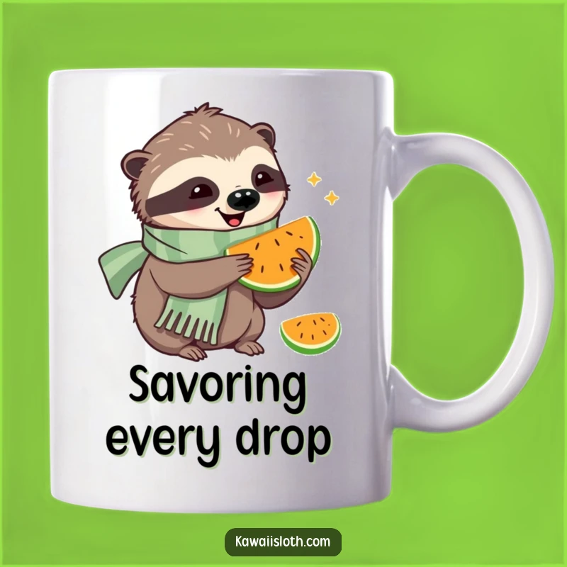 Funny Happy Sloth Fruit Mug: Cozy Humorous Gift for Slow Enjoyment