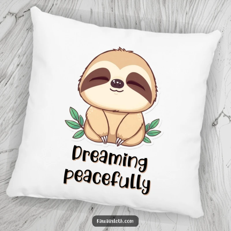 Funny pillow with a sloth blinking slowly, embodying deep peace and comfort. A soft and humorous addition to any relaxation space.