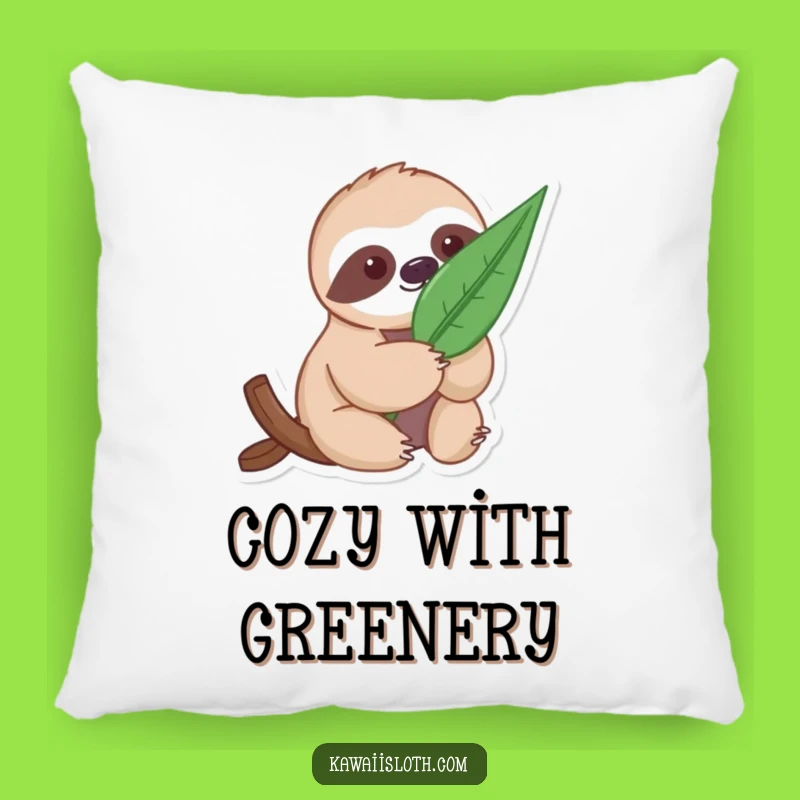 Funny Gentle Sloth Pillow with Leaf - Plush Comfort for Nature Nooks