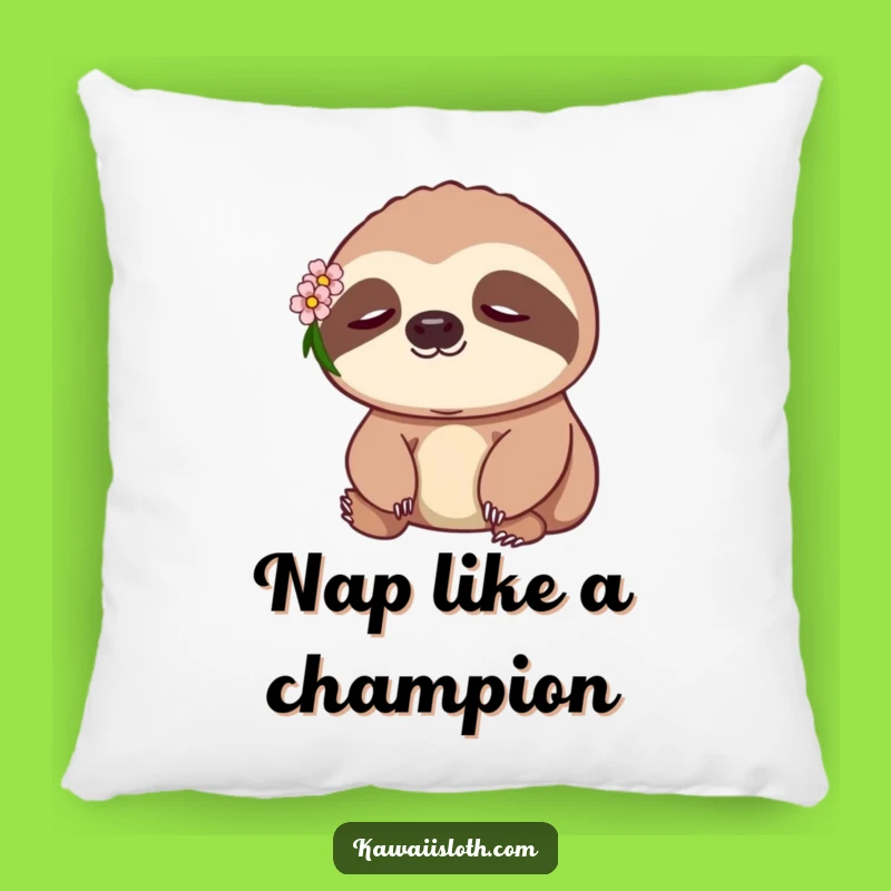 Funny Peaceful Sloth Pillow with Flower - Plush Comfort for Cozy Spaces