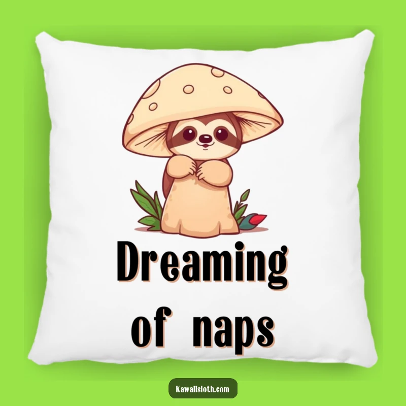 Funny Sloth Mushroom Peek Pillow: Cozy Woodland Accent, Humorous Gift