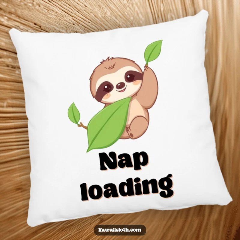 Funny pillow featuring a cute sloth slowly reaching for a leaf, offering comfort and a humorous, relaxed atmosphere for your home.