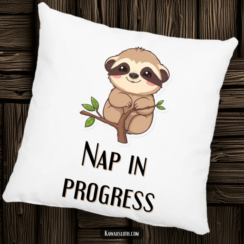 Funny pillow featuring a sloth comically stuck on a small branch, providing comfort and laughs.