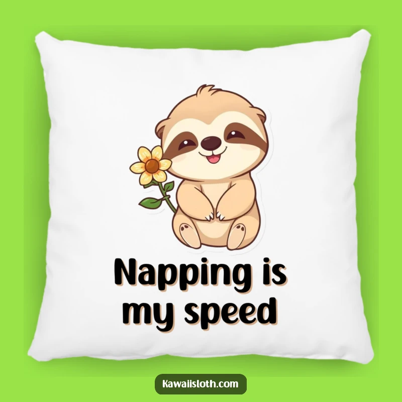 Funny Sloth Pillow - Cozy Happy Flower Ear Sloth Character Cushion
