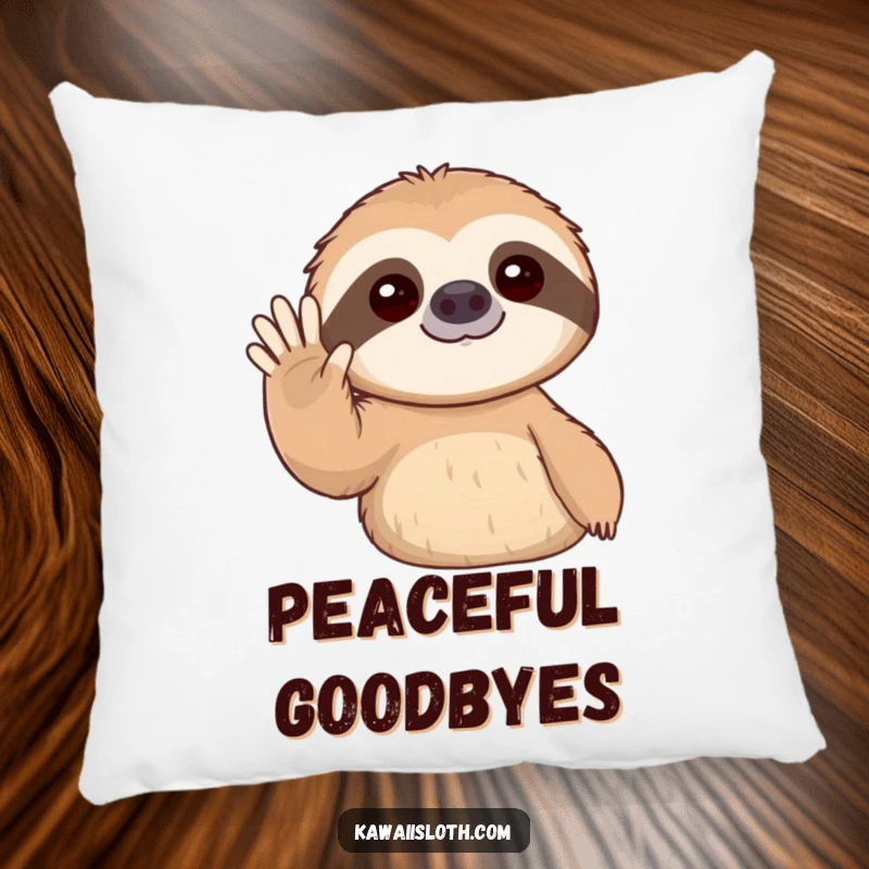 Funny pillow featuring a sloth slowly waving, ideal for adding comfort and a friendly touch to any room.