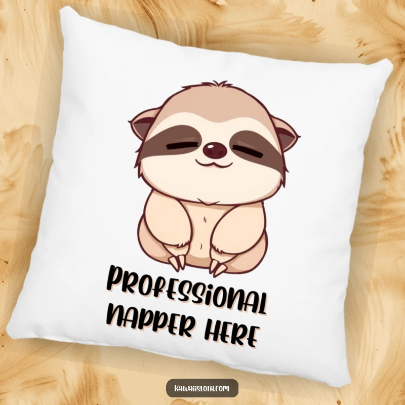 Funny pillow depicting a sleepy sloth giving a slow, gentle nod, soft and full of peaceful charm.