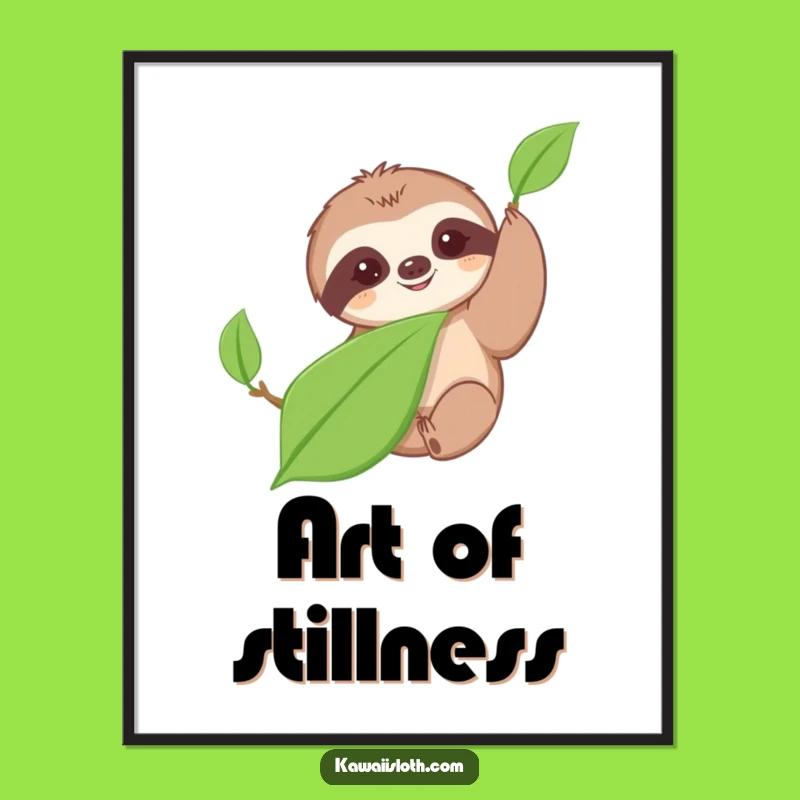 Funny Sloth Digital Art: Slow Reach for Leaf, Instant Hilarious Decor Download