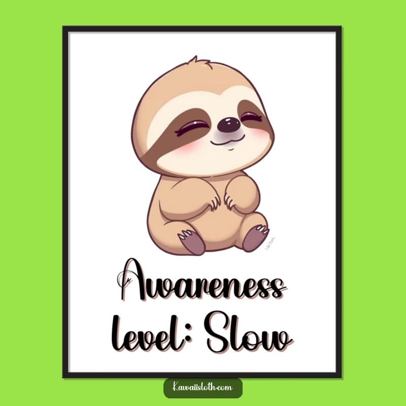 Funny Sloth Blinking Digital Art - Instant Peaceful Cartoon Download