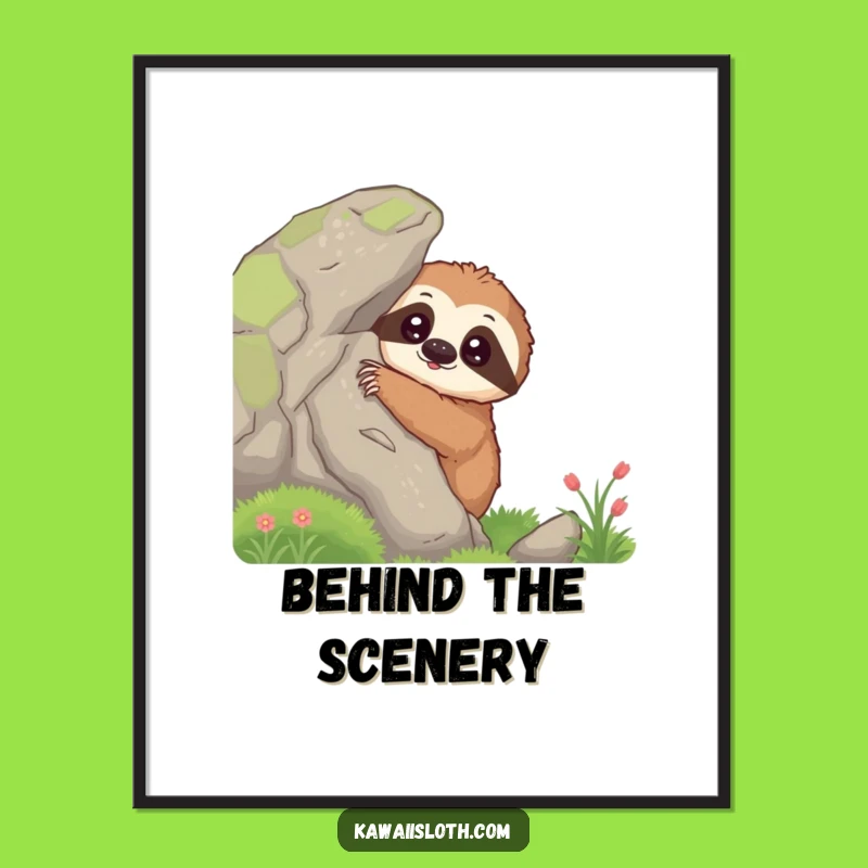 Funny Curious Sloth Digital Art Print - Instant Download of Slow, Comical Observation