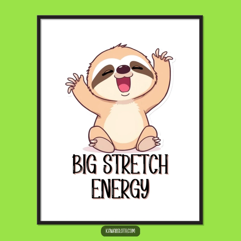 Funny Sloth Yawn Digital Art - Instant Effortful Cartoon Download