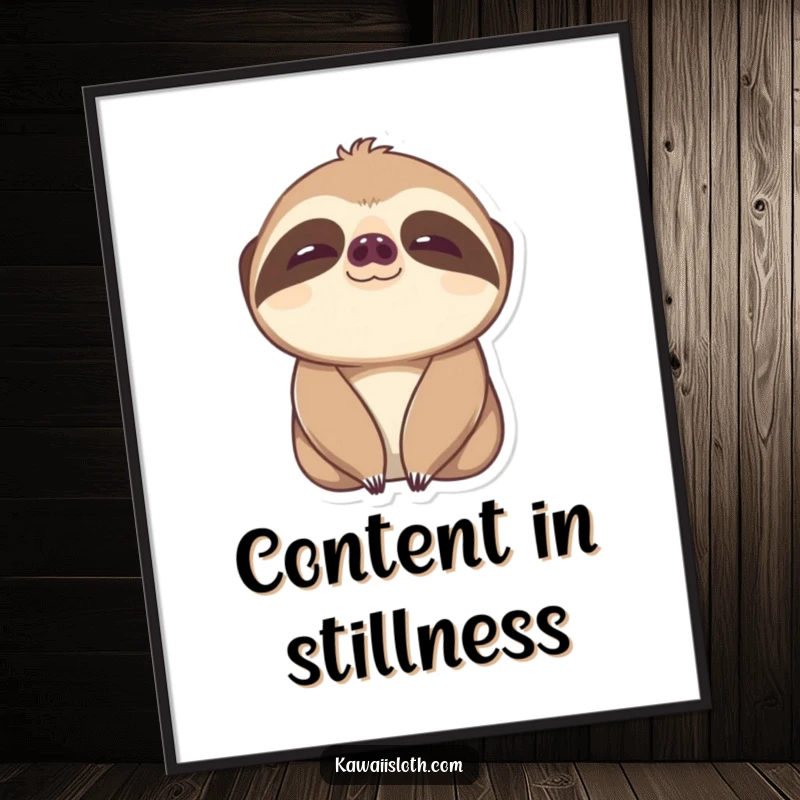 Funny Content Sloth Digital Art Print: a sloth with wide, content eyes, ready to bring instant happiness.