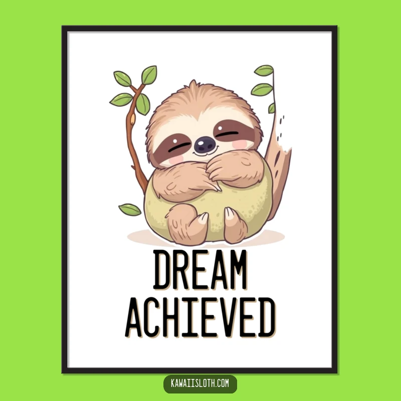 Funny Dreamy Sloth Pillow Digital Art Print - Instant Cozy Wall Decor