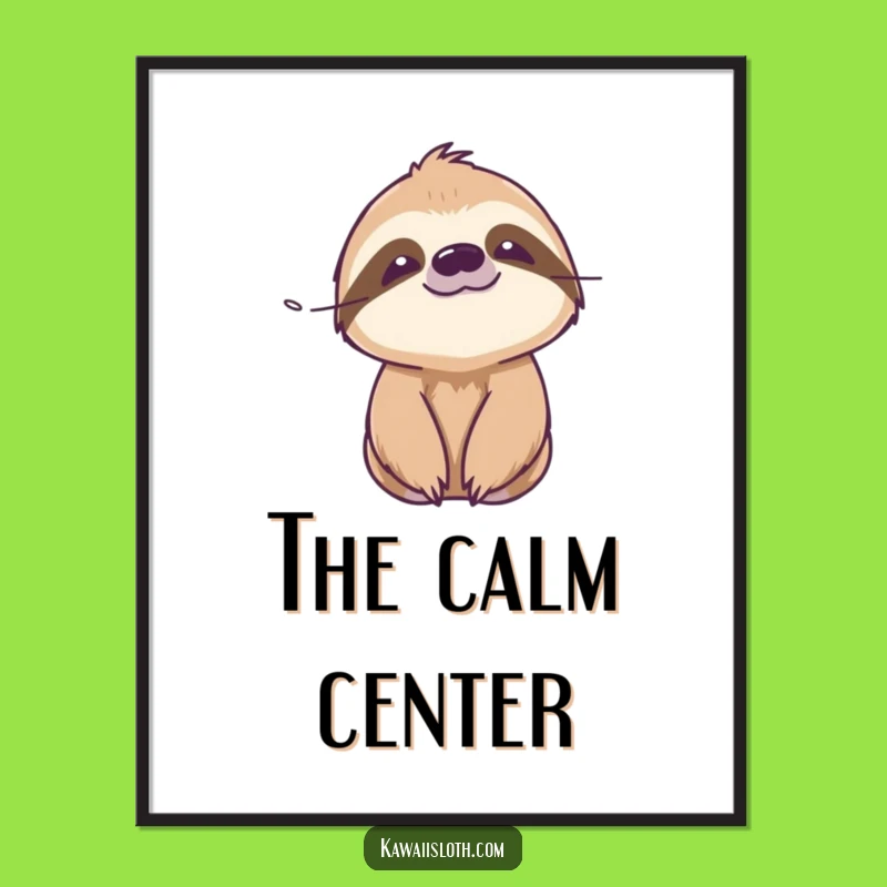 Funny Serene Sloth Breeze Digital Art - Instant Download of Peaceful Vibes