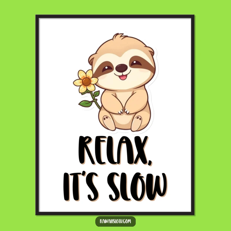 Funny Sloth Digital Art - Happy Waving Image for Relaxed Decor